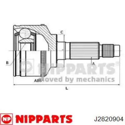 Junta homocinética exterior delantera J2820904 Nipparts