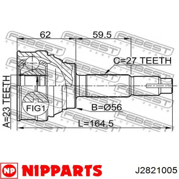 ШРУС наружный передний J2821005 Nipparts