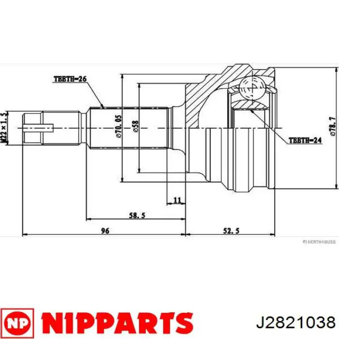 ШРУС наружный передний J2821038 Nipparts