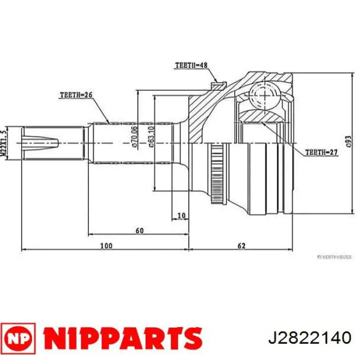 Купить J2822140 Nipparts Внешняя граната