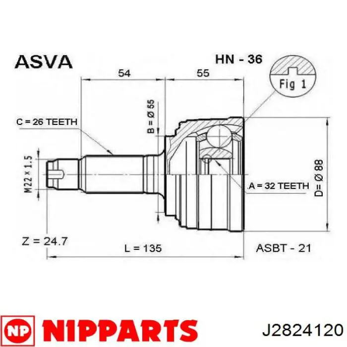 Купить J2824120 Nipparts Внешняя граната