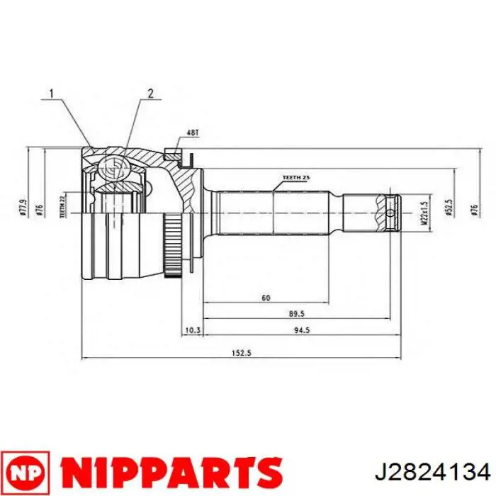 Купить J2824134 Nipparts Внешняя граната