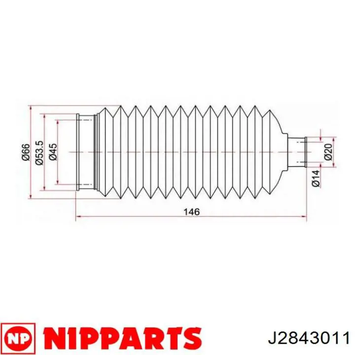 Пыльник рулевого механизма (рейки) правый Nipparts J2843011 цена, от 12.04 USD