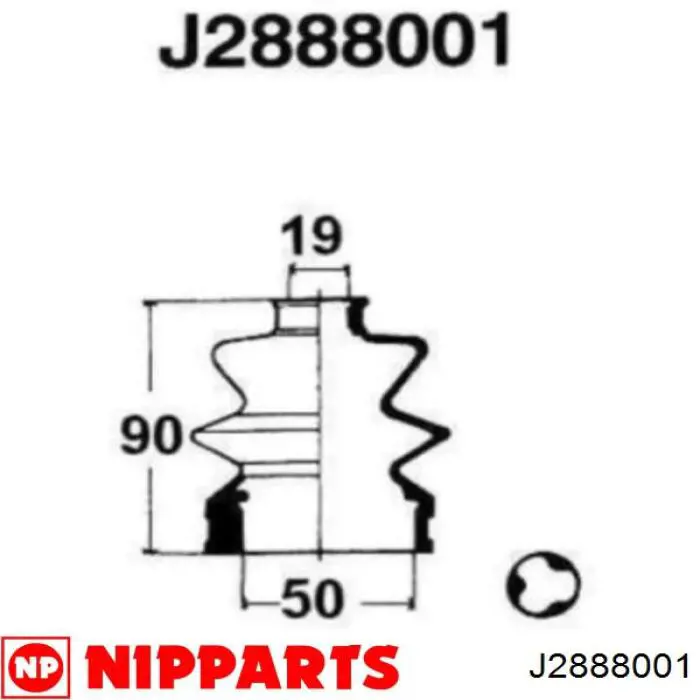J2888001 Nipparts пыльник шруса передней полуоси внутренний