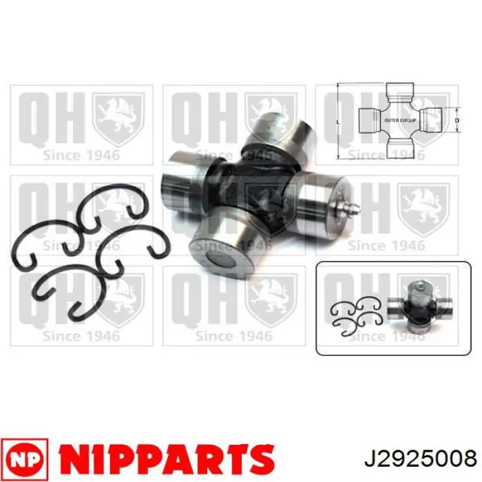 Купить J2925008 Nipparts Крестовина карданного вала заднего