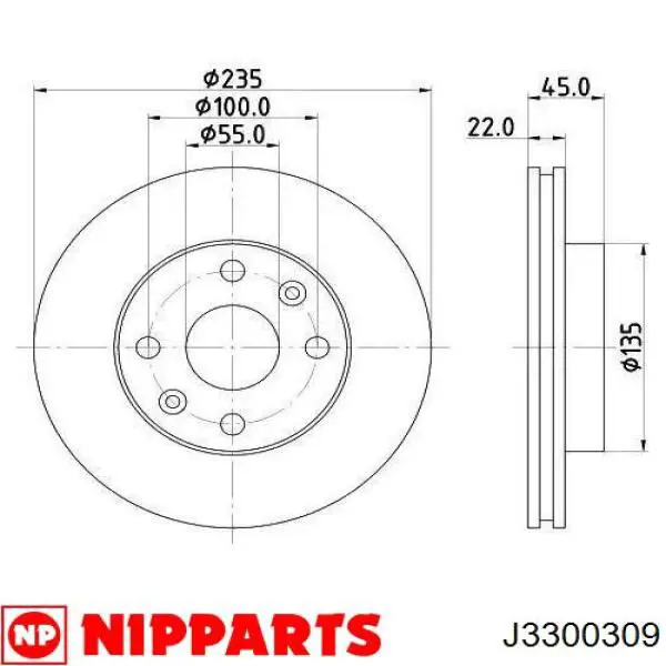 Передние тормозные диски J3300309 Nipparts