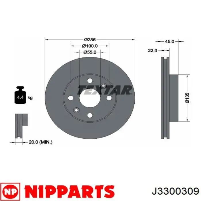 Тормоз дисковый передний Nipparts J3300309 цена, от 19.00 USD