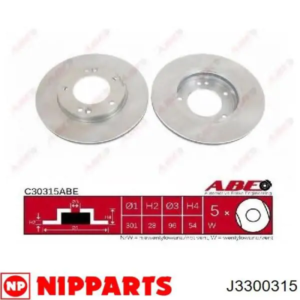Передние тормозные диски J3300315 Nipparts