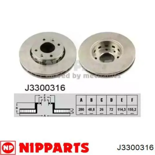 Передние тормозные диски J3300316 Nipparts