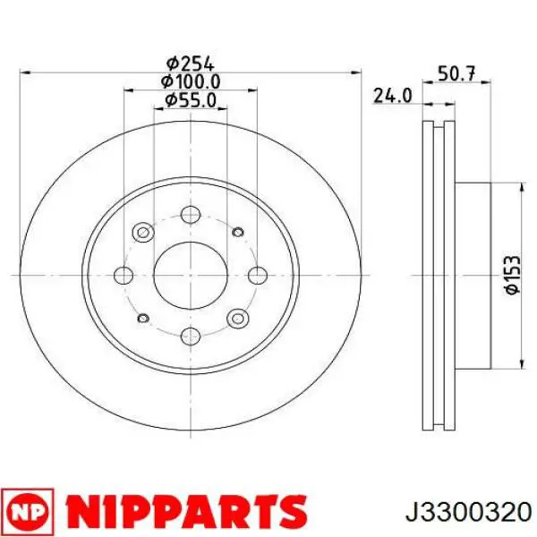 Freno de disco delantero J3300320 Nipparts
