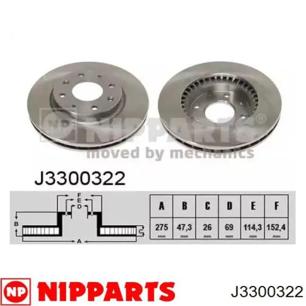 Передние тормозные диски J3300322 Nipparts