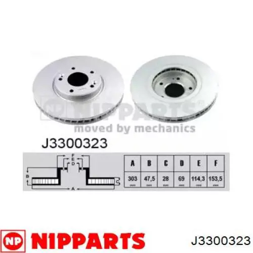 J3300323 Nipparts диск тормозной передний