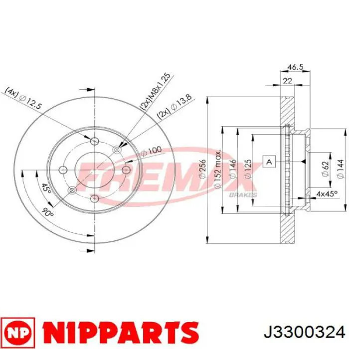 Тормоз дисковый передний Nipparts J3300324 цена, от 28.62 USD