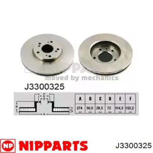 Передние тормозные диски J3300325 Nipparts