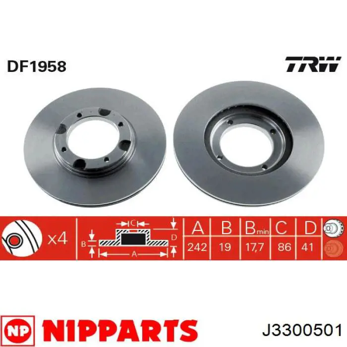 Compre J3300501 Nipparts Disco do freio dianteiro