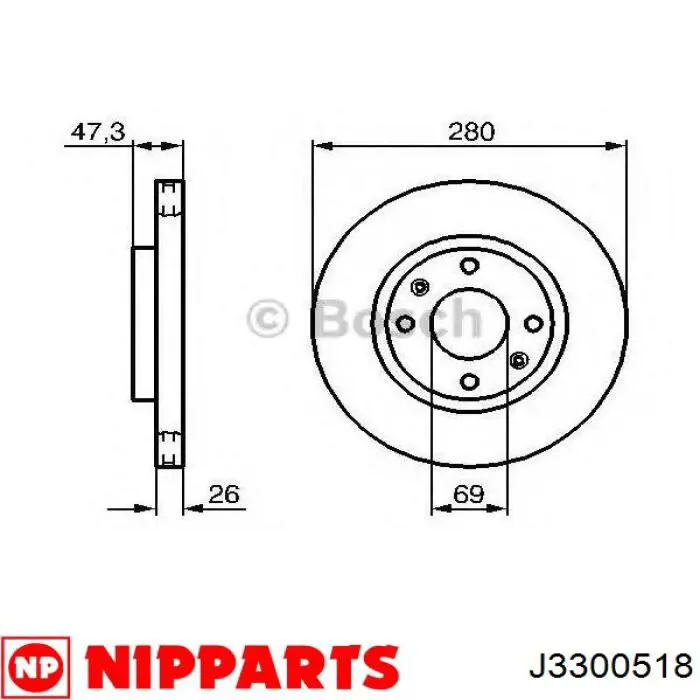 Передний тормозной диск Nipparts J3300518