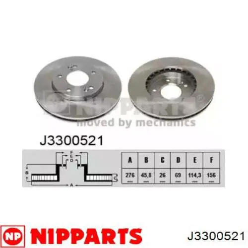 Передние тормозные диски J3300521 Nipparts