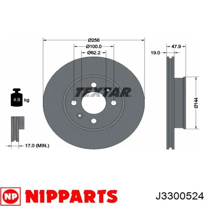 Тормоз дисковый передний Nipparts J3300524 цена, от 26.86 USD