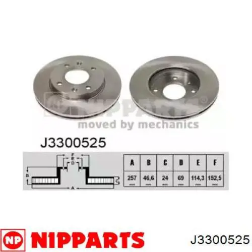 J3300525 Nipparts диск тормозной передний