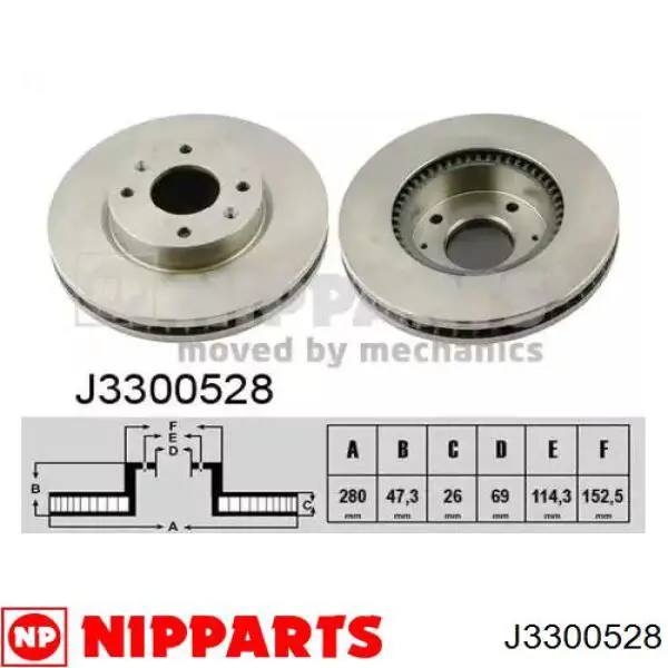 Передние тормозные диски J3300528 Nipparts