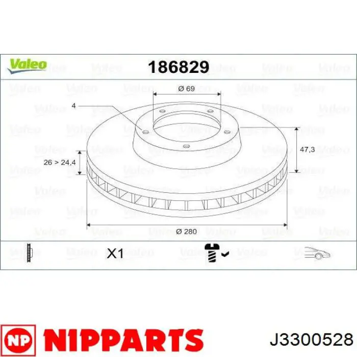 Передние тормозные диски J3300528 Nipparts