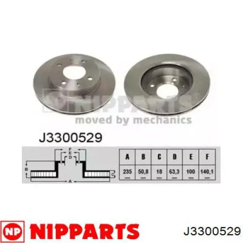 J3300529 Nipparts диск тормозной передний