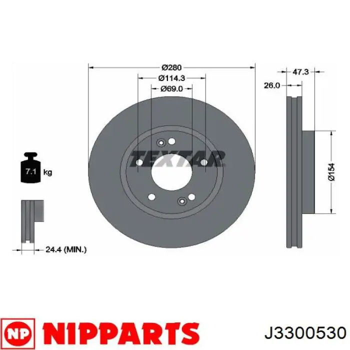 Freno de disco delantero J3300530 Nipparts