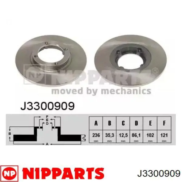 Передние тормозные диски J3300909 Nipparts