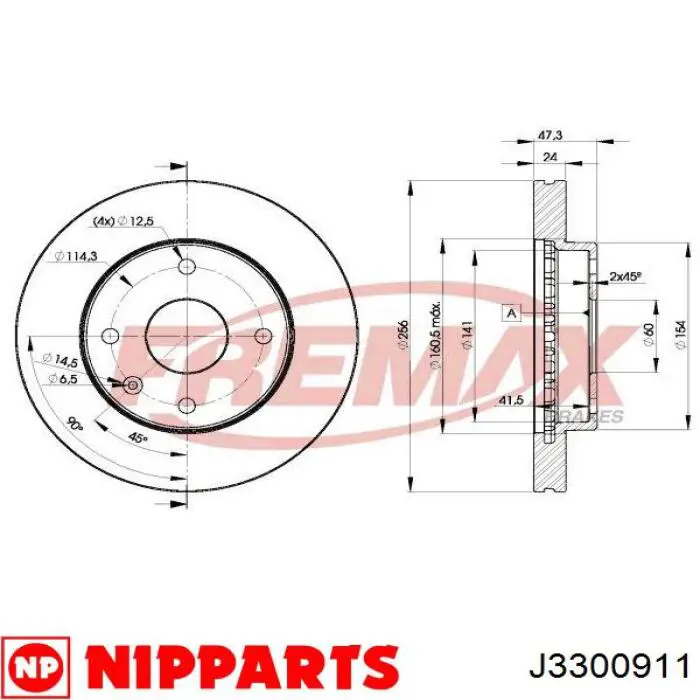 Передние тормозные диски J3300911 Nipparts