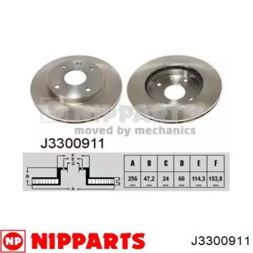 J3300911 Nipparts Диск тормозной передний