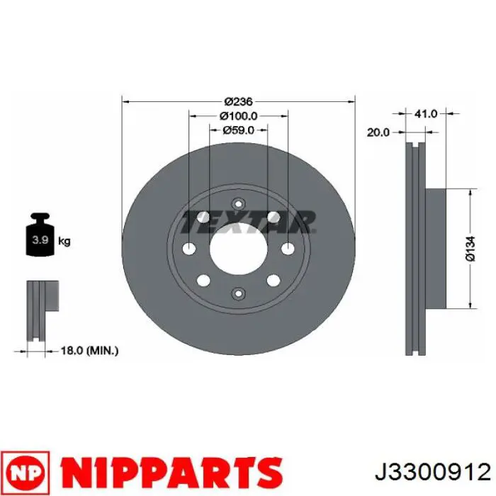 Передние тормозные диски J3300912 Nipparts