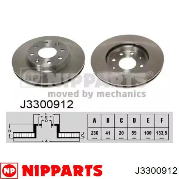 J3300912 Nipparts диск тормозной передний