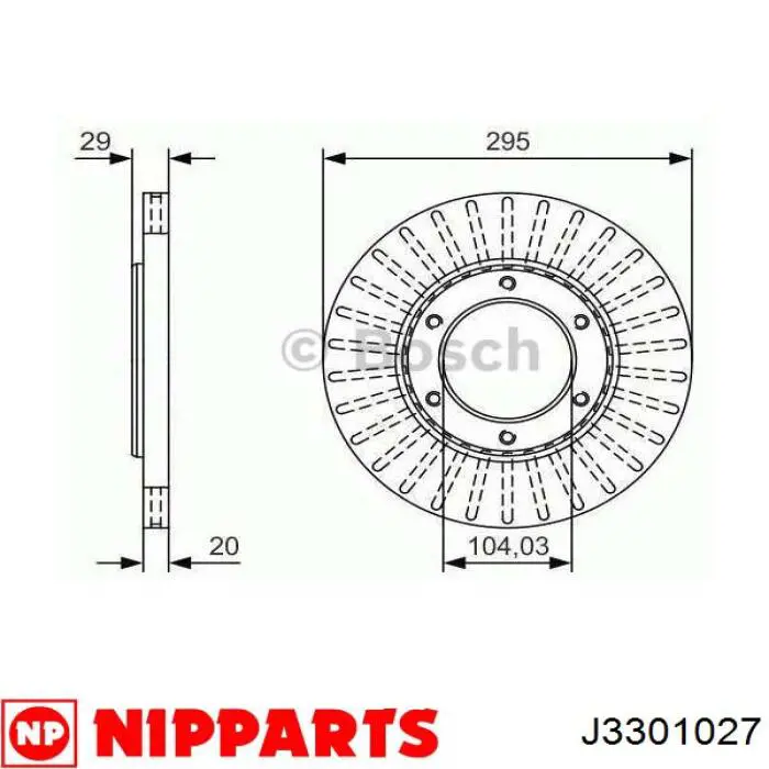 Тормоз дисковый передний Nipparts J3301027 цена, от 26.32 USD