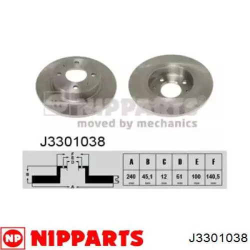 Передние тормозные диски J3301038 Nipparts