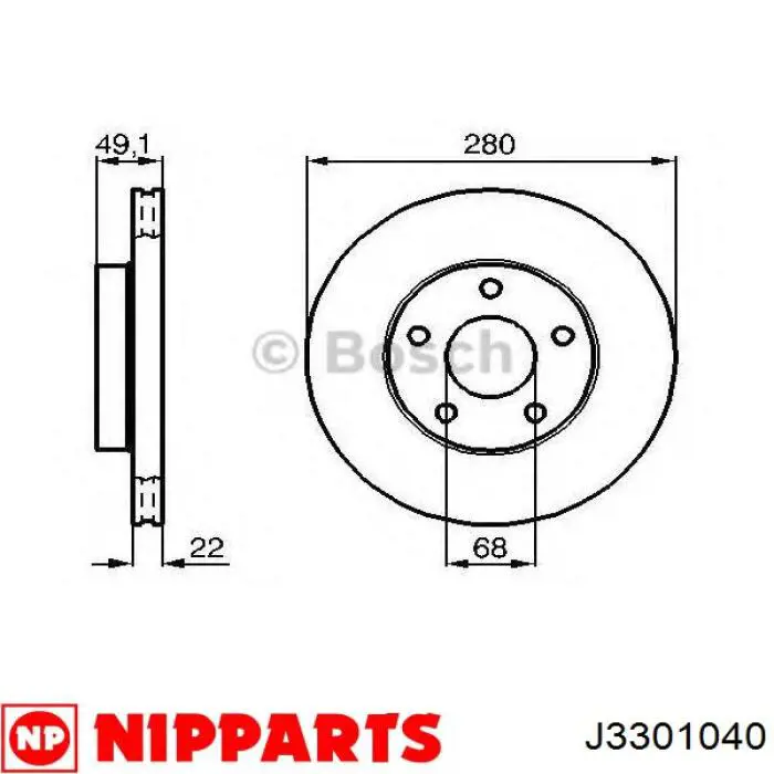 Freno de disco delantero J3301040 Nipparts