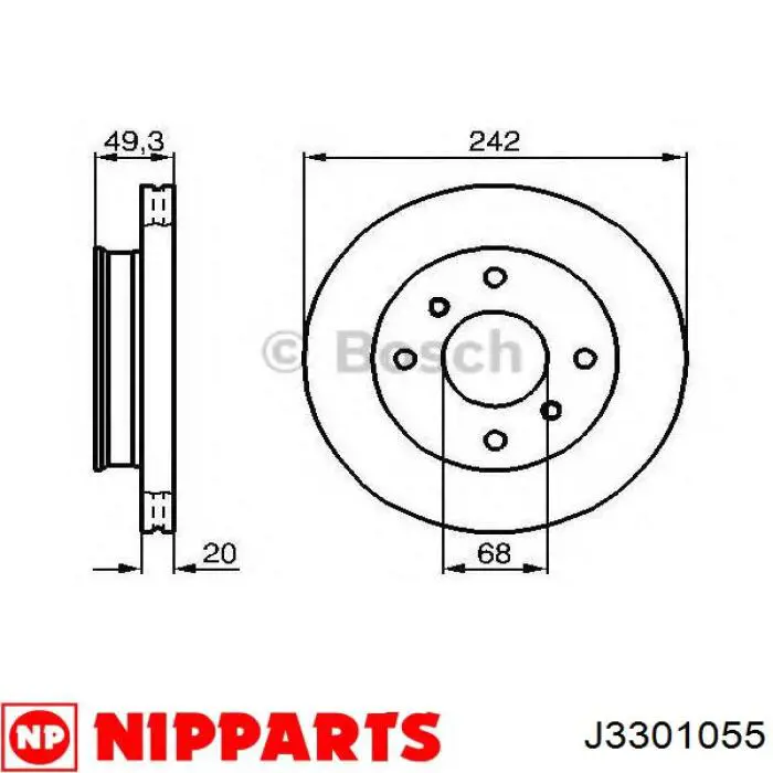 Передние тормозные диски J3301055 Nipparts