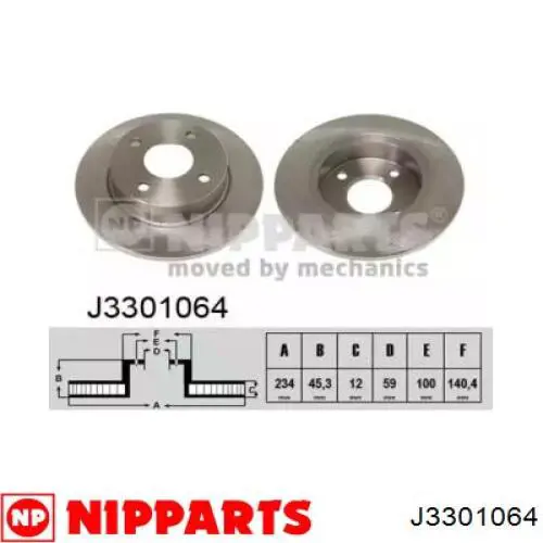 Передние тормозные диски J3301064 Nipparts