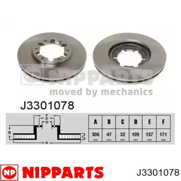 Передние тормозные диски J3301078 Nipparts