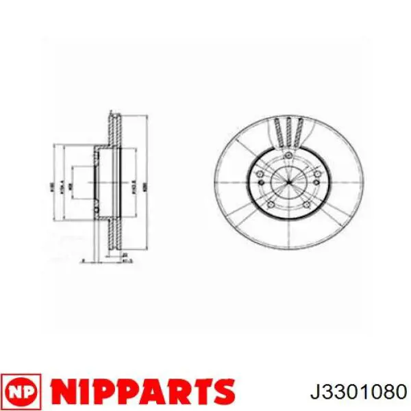 Передние тормозные диски J3301080 Nipparts