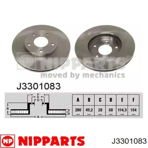 J3301083 Nipparts диск тормозной передний
