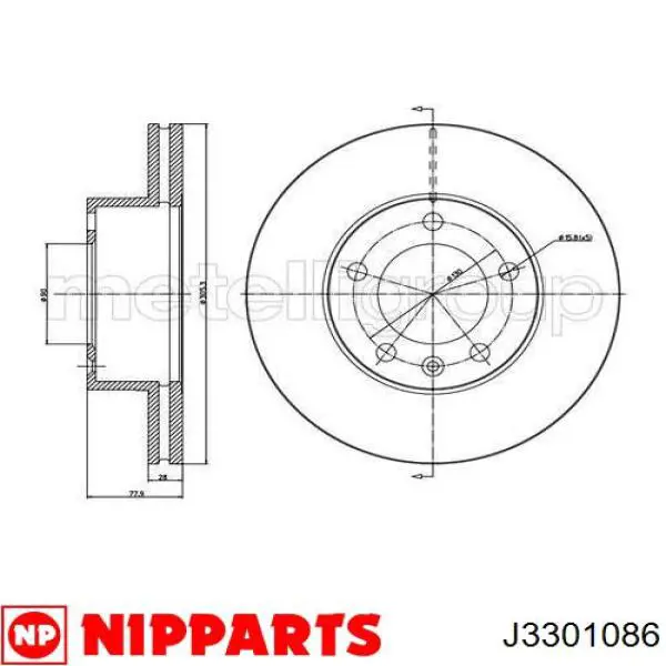 Передние тормозные диски J3301086 Nipparts