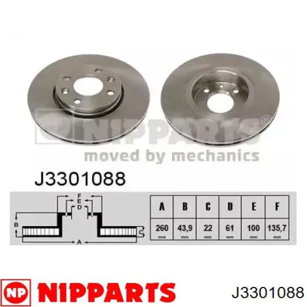 J3301088 Nipparts диск тормозной передний