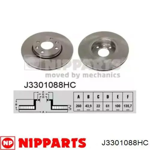 Передние тормозные диски J3301088HC Nipparts