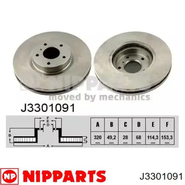 Передние тормозные диски J3301091 Nipparts