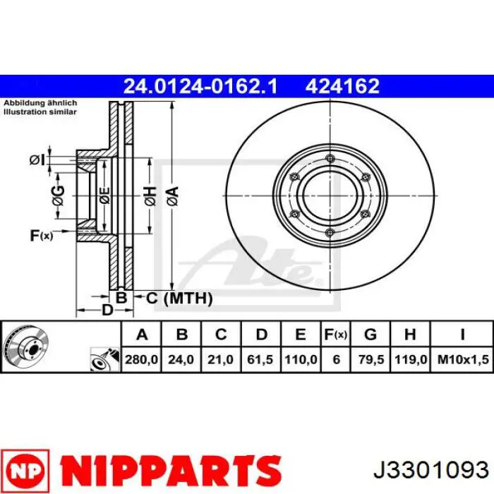 Передние тормозные диски J3301093 Nipparts