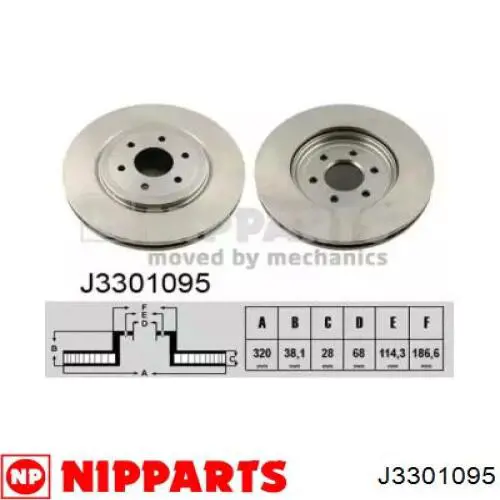 J3301095 Nipparts диск тормозной передний