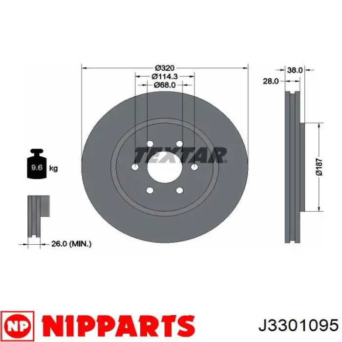 Тормоз дисковый передний Nipparts J3301095 цена, от 51.20 USD