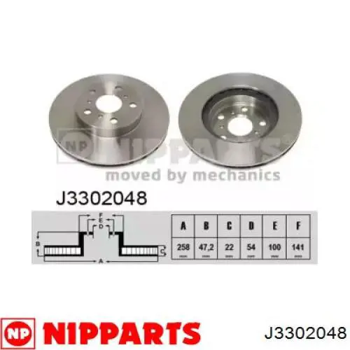 Передние тормозные диски J3302048 Nipparts