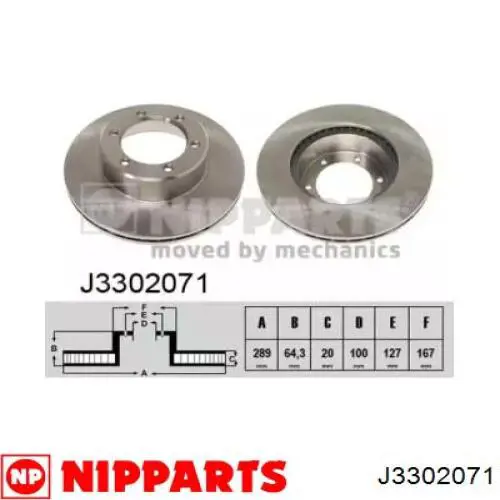 J3302071 Nipparts диск тормозной передний