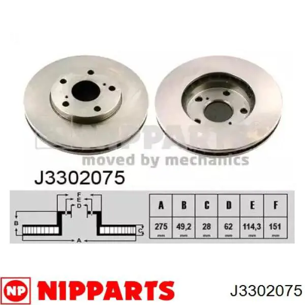 J3302075 Nipparts диск тормозной передний